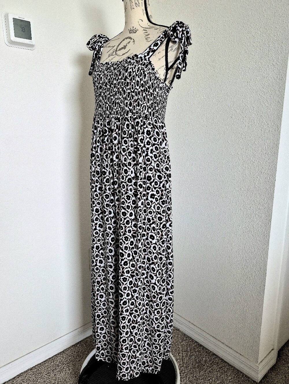 Diane von Furstenberg for Target Smocked Floral Maxi Dress Size L Boho Summer - Picture 8 of 15